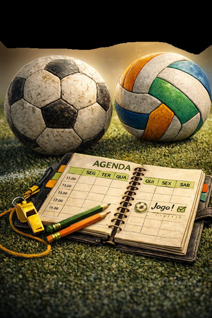 Ilustração BoraJoga: time, agenda e cancha