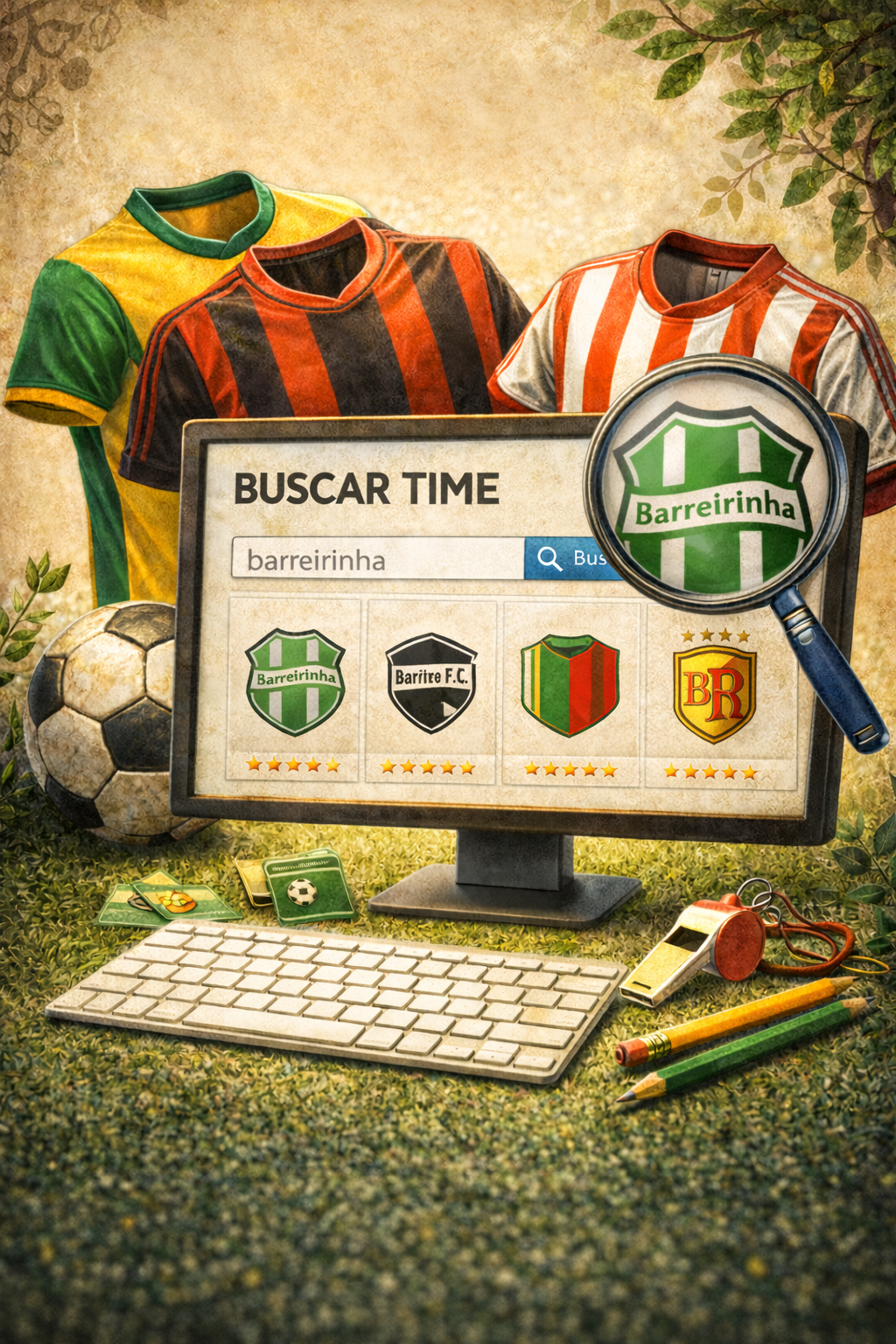Ilustração BoraJoga: busca de canchas e disponibilidade